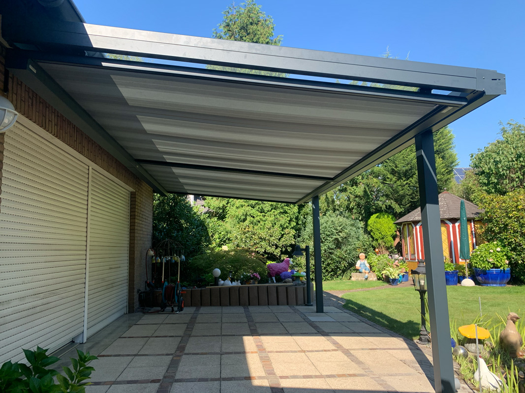 Terrassendach mit Unterglasmarkise Profilbau Scheil