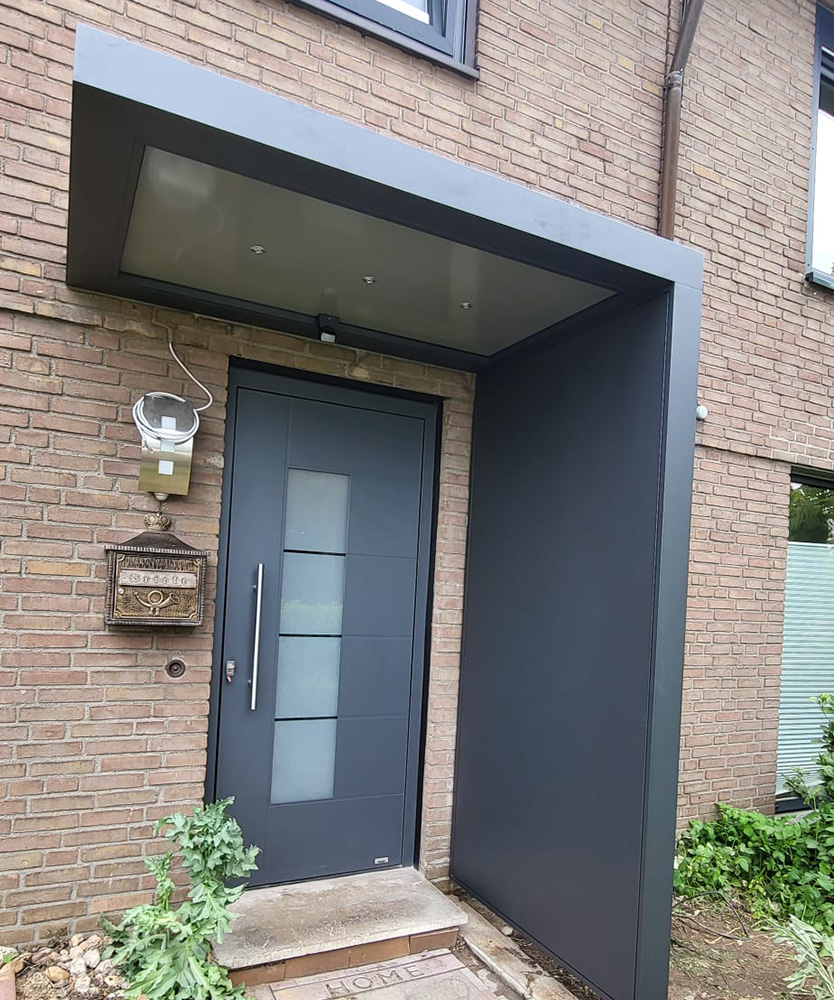Haustür Vordach Platin von Profilbau Scheil