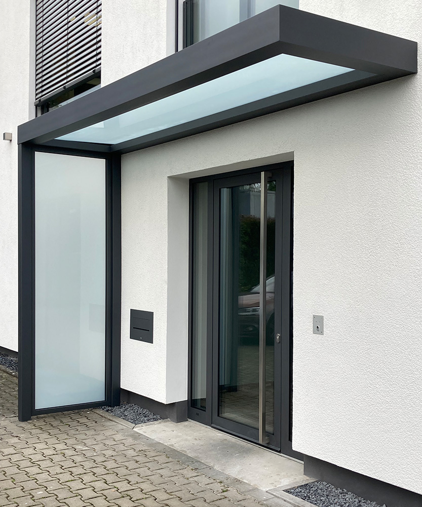 Haustür Vordach Platin von Profilbau Scheil