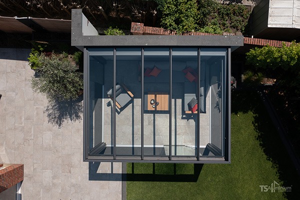 TS Aluminium Terrassendach Ecklösung Profilbau Scheil