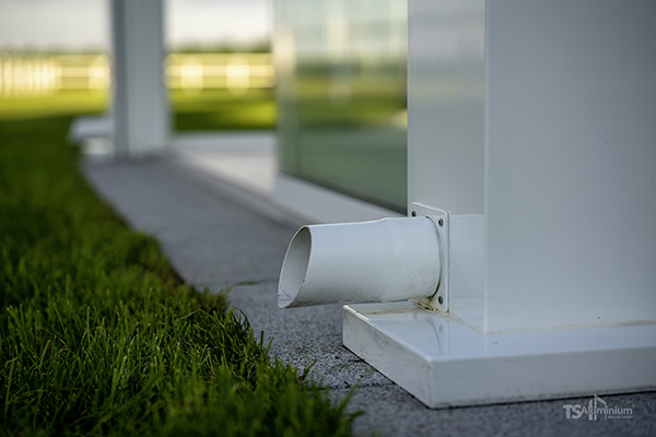 TS Aluminium Terrassendach Entwaesserung Profilbau Scheil